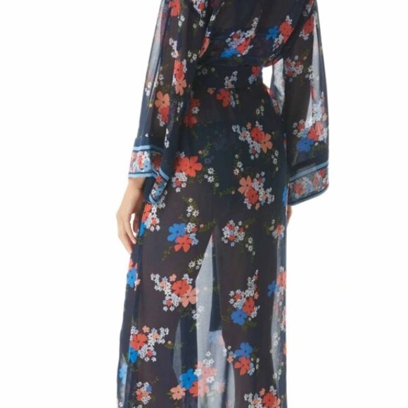 NEW MICHAEL KORS KIMONO COVER UP FLORAL BORDER MEDIUM/LARGE - Picture 2 of 9